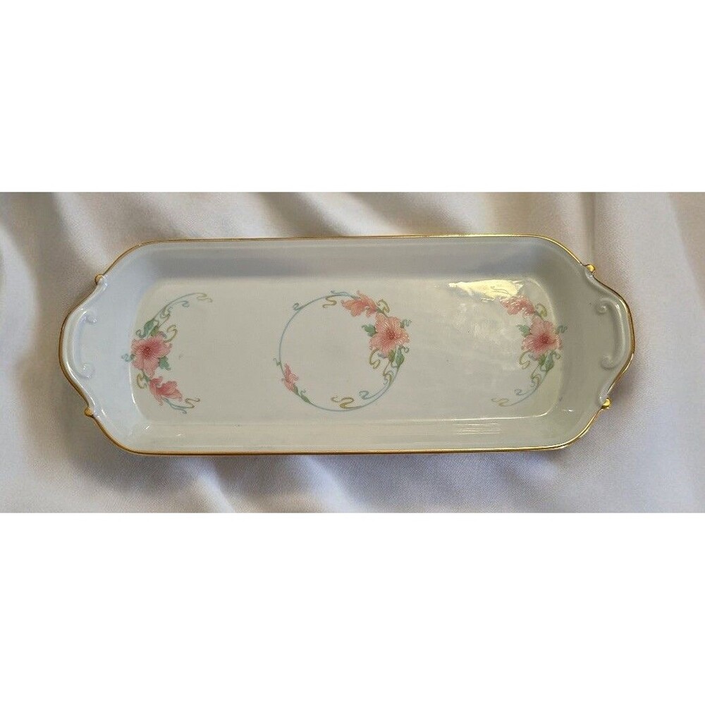 Antique Porcelaine Limoges Florence Serving Dish Bowl Floral France
